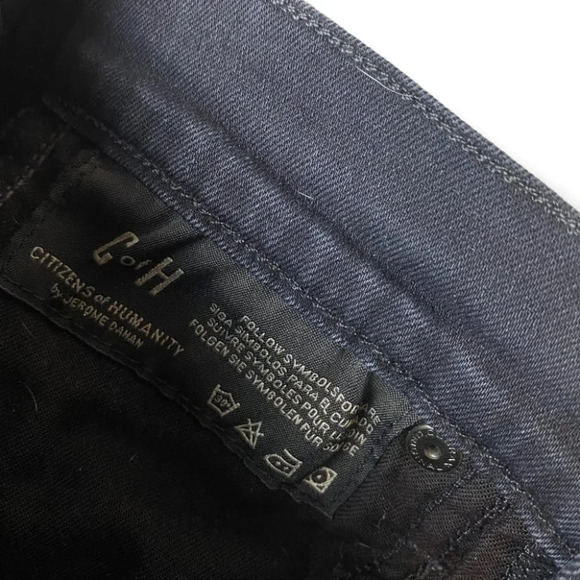 Citizens of Humanity Rocket High Rise Skinny Black Distressed  Jeans 25 - Picture 10 of 14